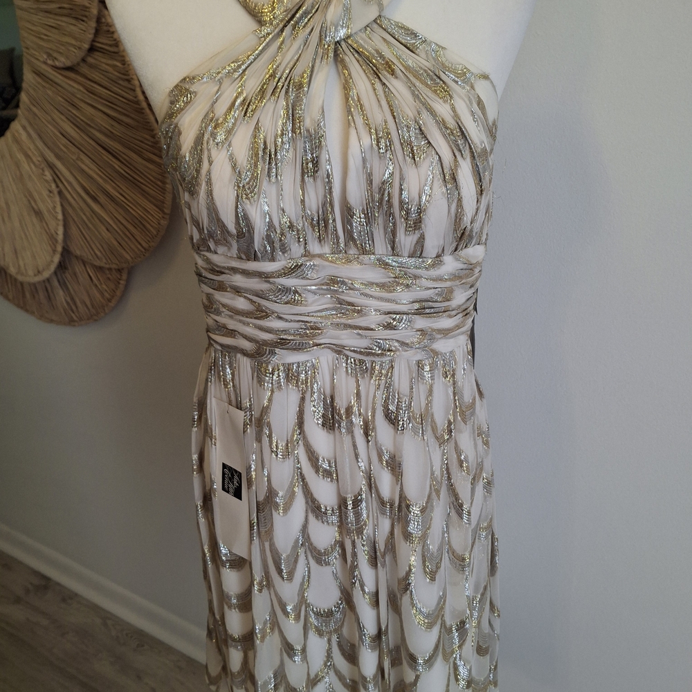 Aidan Mattox Ivory Mettalic Dress Size 8